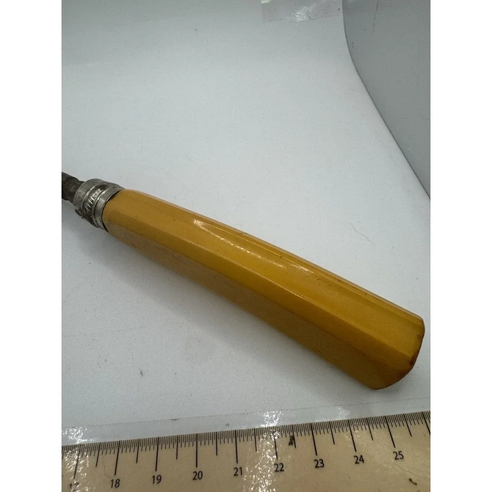 Vintage Butterscotch Bakelite Handle Honing Steel Knife Sharpener MCM 11.25